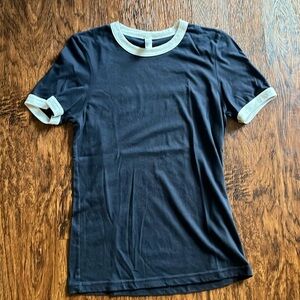 American Apparel ringer tee  navy blue white